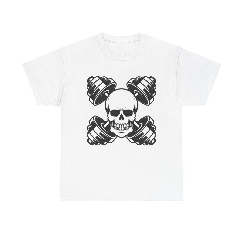 Iron Will Unisex T-Shirt - Gym Fitness Bodybuilding Motivation Hardcore Skull Barbell