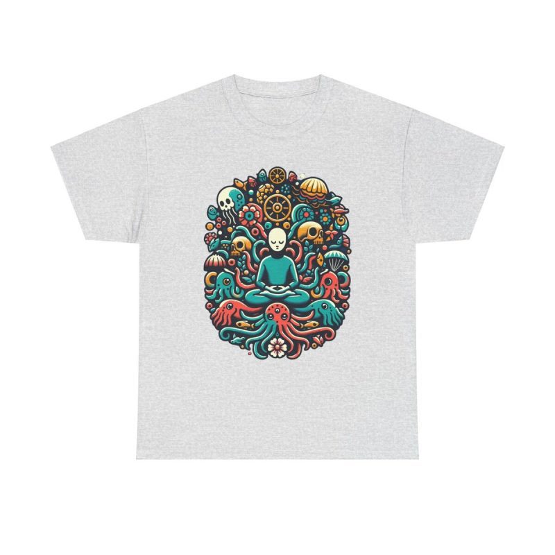 Meditative Octopus Unisex T-Shirt - Ocean Art Skull Sea Life Zen Yoga Underwater Cool