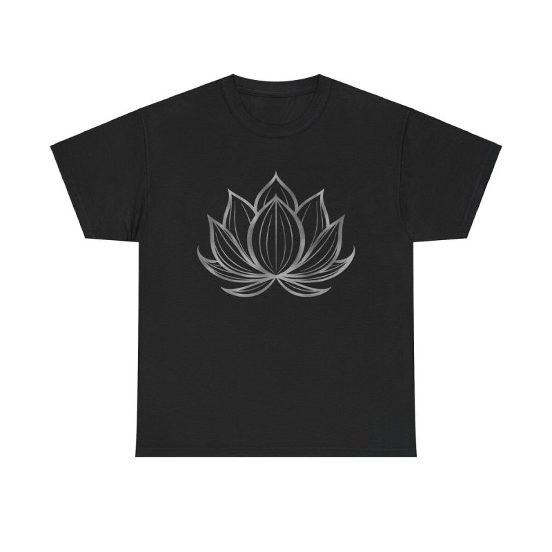 Silver Lotus Unisex T-Shirt - Yoga Zen Meditation Mindfulness Peaceful Calm Elegant Art