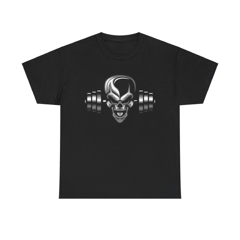 Skull &  Barbells Unisex T-Shirt - Gym Workout Fitness Bodybuilding Motivation Hardcore
