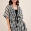 Plus Size Striped Poncho Boho Cardigan - Black/Cream