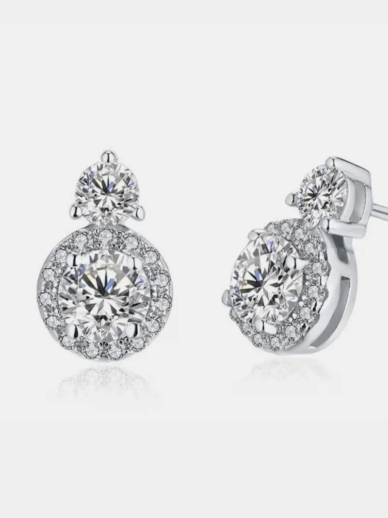 1 Carat Moissanite 925 Sterling Silver Earrings - Silver