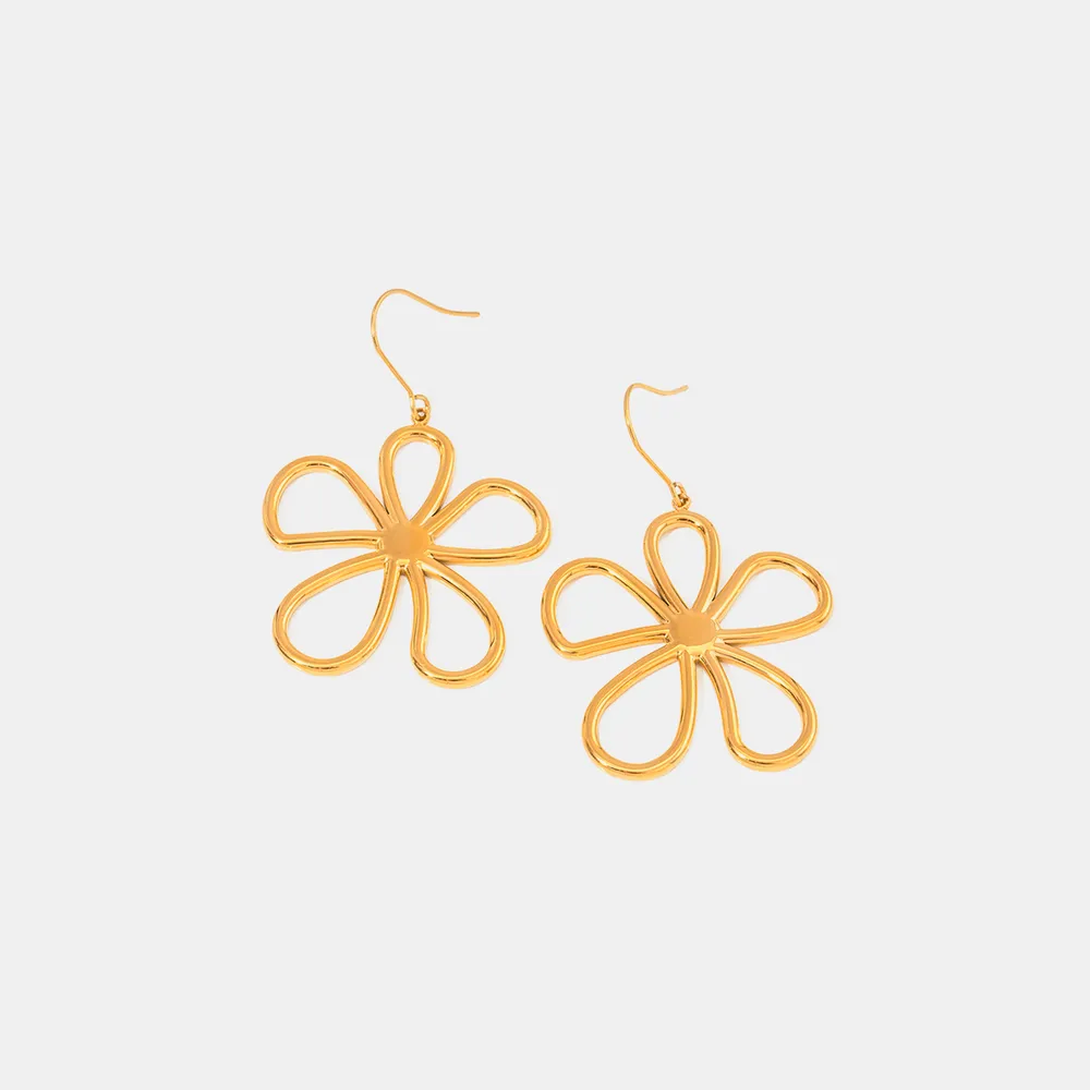 18K-Gold-Plated-Flower-Earrings-Gold 18K Gold-Plated Flower Earrings - Gold