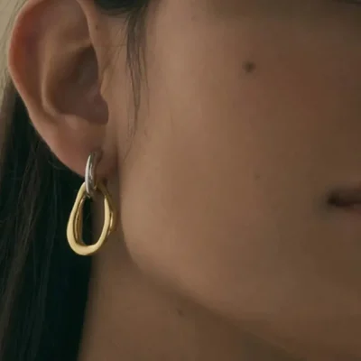 18K Gold-Plated Stainless Steel Contrast Asymmetrical  Earrings - Gold