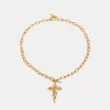 18K Gold-Plated Stainless Steel Cross Necklace - Gold