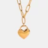 18K Gold-Plated Stainless Steel Heart Pendant Necklace - Gold