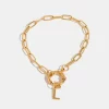 18K Gold-Plated Stainless Steel Letter L Bracelet - Gold