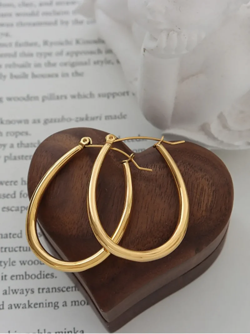 18K Gold-Plated Titanium Steel Earrings - Gold
