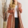Fringe Hem Aztec Cardigan - Rust