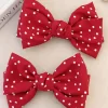 2-Piece Polka Dot Bow Hair Clip - Deep Red