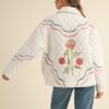 Floral Multi Color Embroidered Quilted Jacket - Off White