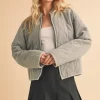 Zip Up Quilted Jacket - Gray