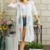 Lace Crochet Sheer Cover Up - White