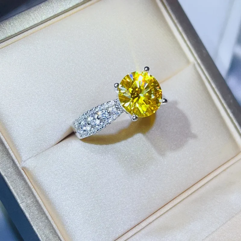 3 Carat Moissanite 925 Sterling Silver Ring - Yellow