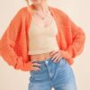 Fishnet Knitting Bolero Cardigan - Orange