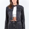Full Size Zip Up Cropped Denim Rider Jacket Plus Size - Black