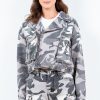 Full Size Camouflage Zip Up Cropped Rider Jacket Plus Size - Gray Camouflage