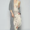 Tied Crochet 3/4 Sleeve Longline Cardigan - Dark Gray