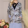 Full Size Camouflage Button Up Long Sleeve Cardigan Plus Size - Blue Camouflage