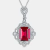 925 Sterling Silver Ruby Pendant Necklace - Silver