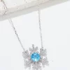 925 Sterling Silver Topaz Snowflake Shape Necklace - Silver