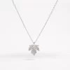 925 Sterling Silver Zircon Maple Leaf Necklace - Silver