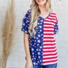 American Flag Short Sleeve Top - Red/Navy