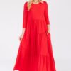 Asymmetric Tiered Midi-Dress - Dk Coral