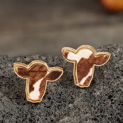 Bull Head Alloy Stud Earrings - Copper