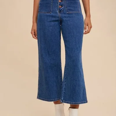 Button Fly High Waist Jeans - Dark