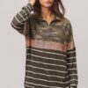 Camouflage French Terry Knit Top - Pink Sequin