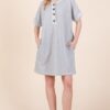 Casual Contrast Trim Henley Dress - Grey
