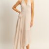 Chiffon Halter Asymmetrical Hem Dress - Champagne