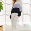 Color Block Comfy Sweater - Ivory/Peri