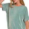 Corded Rib Short Sleeve T-Shirt - Dk Green