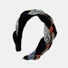 Denim Braided Wide Headband - Black
