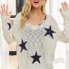 Distressed Star Sweater Top - Off White