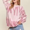 Drop Shoulder Graffiti Sweater - Pink