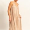 Dyed V-Neck Loose Dress - Dark Taupe