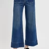Elastic Band Wide Leg Jeans - Dark