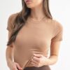 Essential Micro-ribbed Cropped Athleisure Tee - Mocha 25