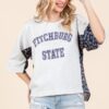 Fitchburg State Graphic Contrast Half Sleeve Top - H Grey