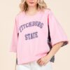 Fitchburg State Graphic Contrast Half Sleeve Top - Pink