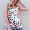 Floral Printed Casual Tank Top - Peach