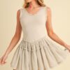 Frill Sleeveless Drop Waist Mini Dress - Oatmeal