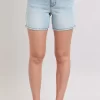 Full Size 2 Button Denim Shorts With Pockets Plus Size - Light