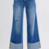 Full Size Distressed High Waist Wide Leg Jeans - Medium