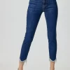 Full Size Embellished Mid Rise Crop Skinny Jeans - Dark