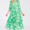Full Size Floral Print Asymmetric Tiered Midi-Dress Plus Size - Green Floral