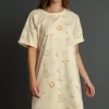 Full Size French Terry Short Sleeve Round Neck Dress Plus Size - Natural